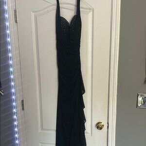 Stacy Sklar Black Strapless Dress with Embellishments